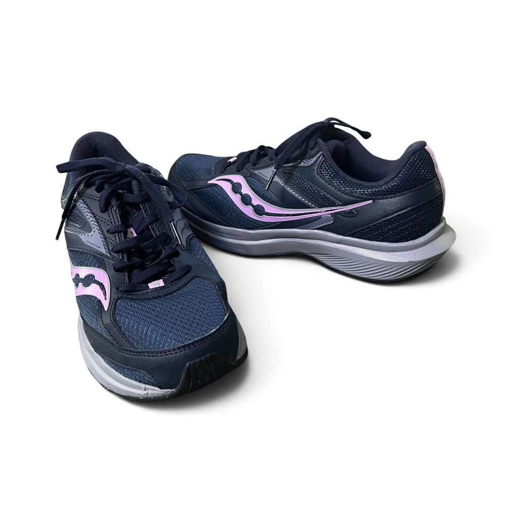 Saucony Cohesion 17 Womens Running Shoes Sneakers 9.5 W Wide Navy Heather Lilac